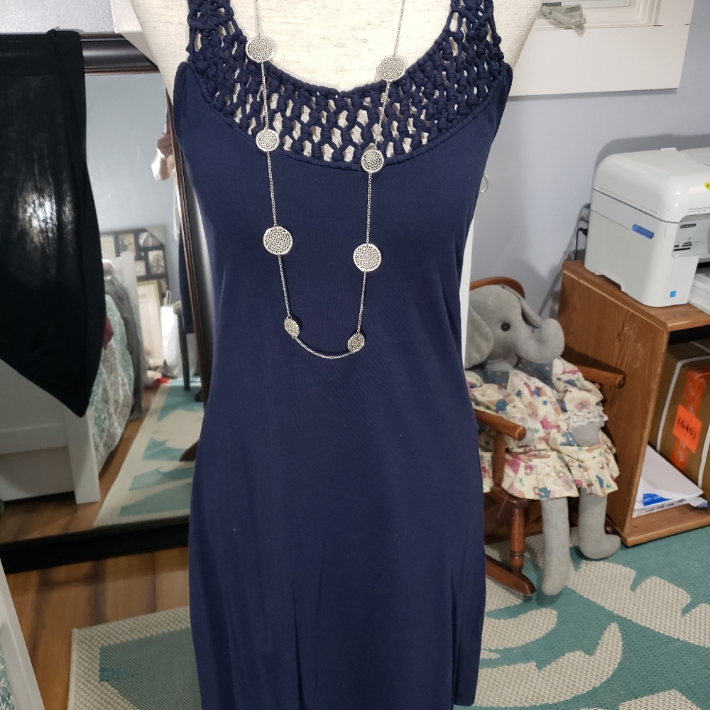 Navy blue sleeveless dress